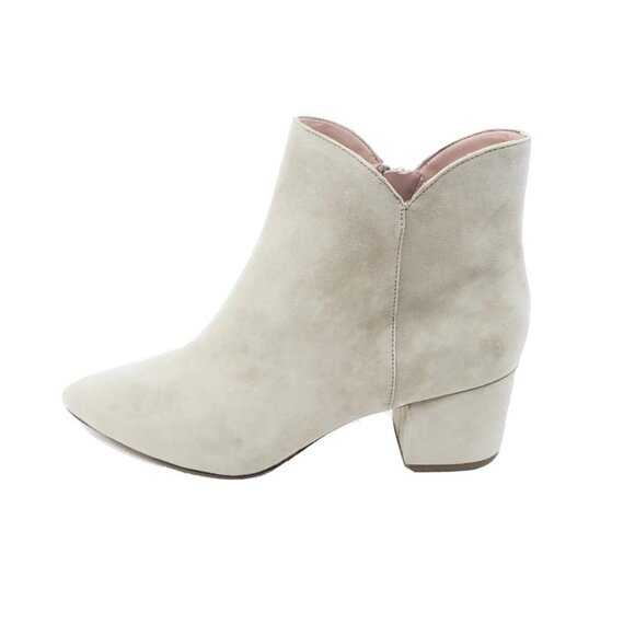 Cole Haan Block Heel Ankle Boot Booties Beige Suede Side Zip Womens Size US 9B - Picture 1 of 12